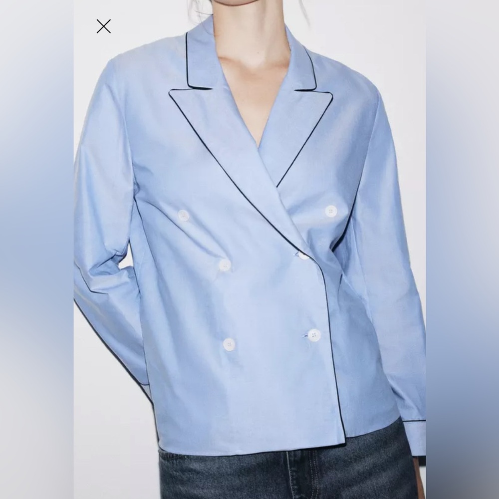 Zara Collection Contrast Piping Wrap Shirt | NWT - Picture 4 of 12